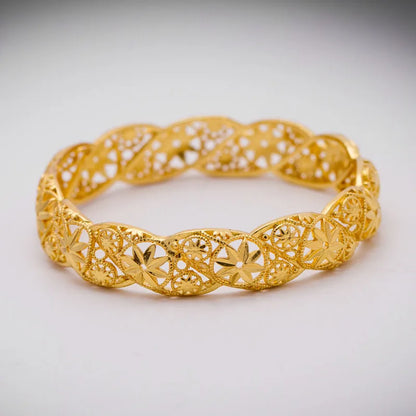 Baby Bangles Gold Color Arab Flower  Bangle for 4-9 years Baby Kids Children Middle Eastern Gifts Baby Bracelet Jewelry Gift