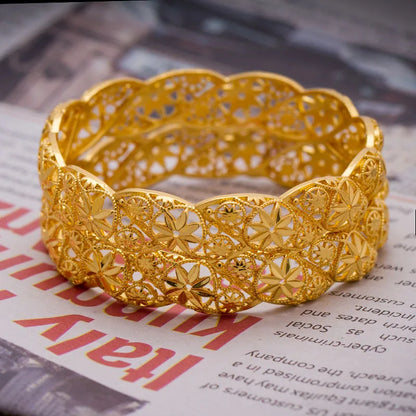 Baby Bangles Gold Color Arab Flower  Bangle for 4-9 years Baby Kids Children Middle Eastern Gifts Baby Bracelet Jewelry Gift
