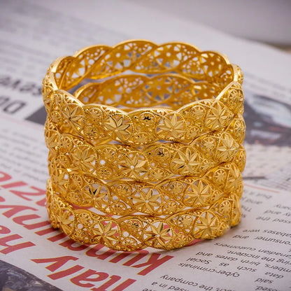 Baby Bangles Gold Color Arab Flower  Bangle for 4-9 years Baby Kids Children Middle Eastern Gifts Baby Bracelet Jewelry Gift