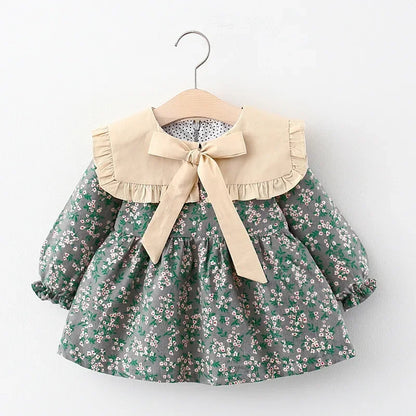 Children's Spring and Autumn Clothing Girls' Long sleeved Printed Dress Children's Princess Dress Baby Dress