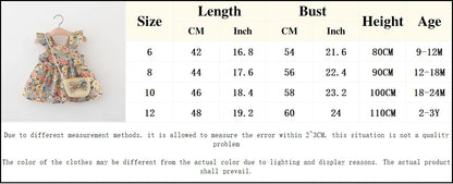 Summer 2-Piece Baby Dress+Woven Bag Girl'S Summer Clothes Baby Dress 0-3 Year Old Floral Beach Children'S Clothing
