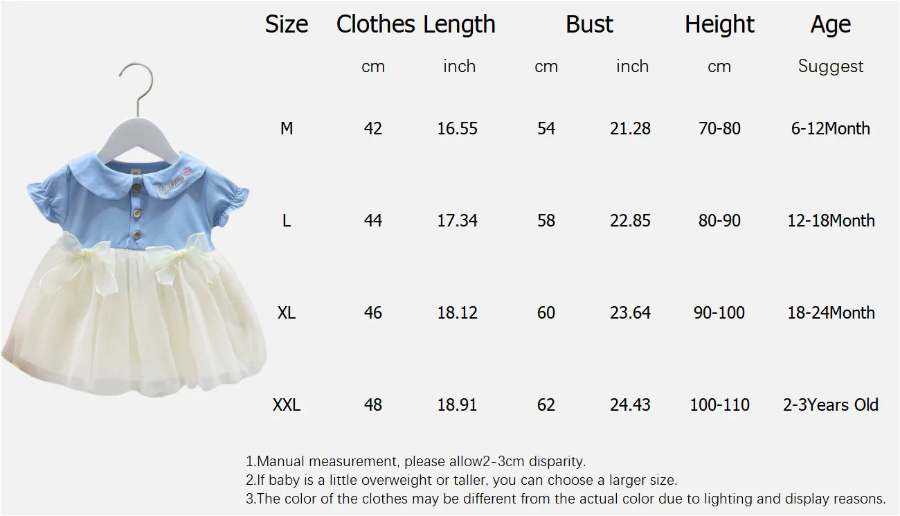 Tutu Dress For Baby Girl Embroidered Doll Collar Princess Dress Bowknot Gauze Baby Dress