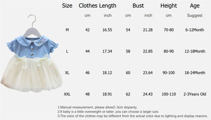 Tutu Dress For Baby Girl Embroidered Doll Collar Princess Dress Bowknot Gauze Baby Dress