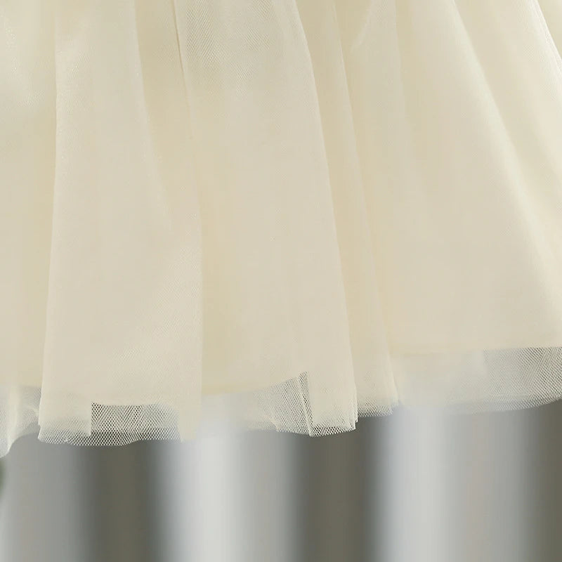 Tutu Dress For Baby Girl Embroidered Doll Collar Princess Dress Bowknot Gauze Baby Dress