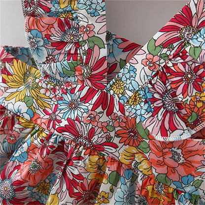 Summer 2-Piece Baby Dress+Woven Bag Girl'S Summer Clothes Baby Dress 0-3 Year Old Floral Beach Children'S Clothing
