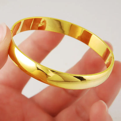24K Real Gold Bracelet Glossy Simple Gold Plating Bracelet Gold for Women's Wedding Jewelry Gifts
