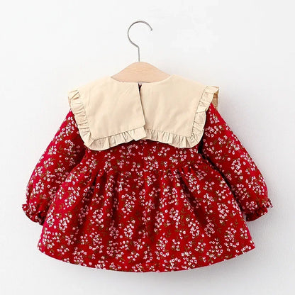 Children's Spring and Autumn Clothing Girls' Long sleeved Printed Dress Children's Princess Dress Baby Dress